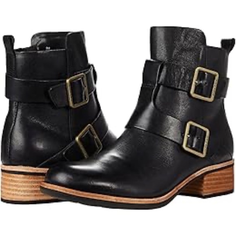 Kork-ease Carsyn Black Leather Ankle Boots
